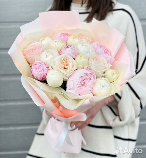 Пионы розы, цветы, букет