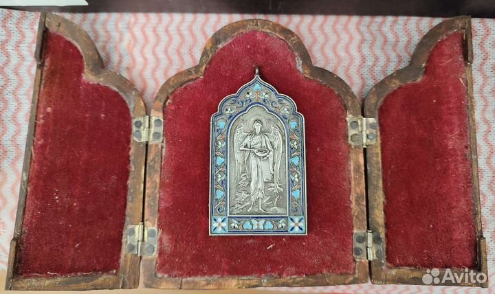 Икона серебро эмаль 84 пробы