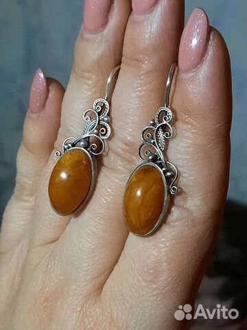 Серьги янтарь СССР