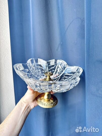 Ваза для фруктов хрусталь на ножке винтаж