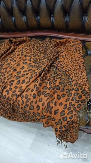 Палантин cavalli теплый леопардовый принт италия