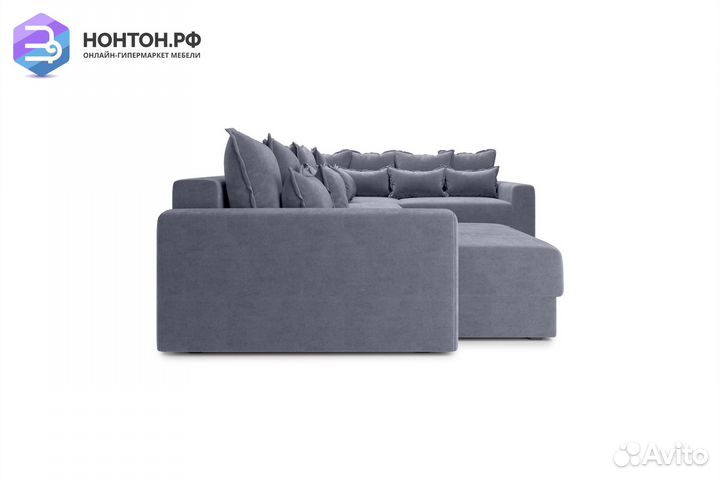 Диван п-образный тик-так Омега темно-серый