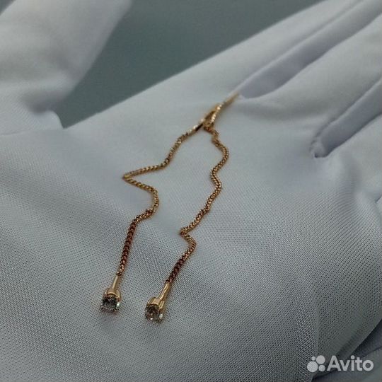 Серьги с синтетическим камнем Золото