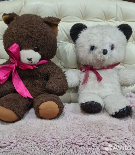 Вышлю2шт Плюшевые медведи 62см72см СССР 82,88г