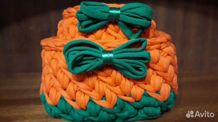 Корзинки из трикотажной пряжи для хранения