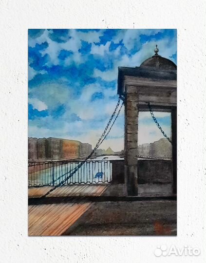 Акварельная картина. Петербург. Мосты
