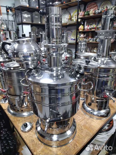 Самовар турецкий нержавейка, медь