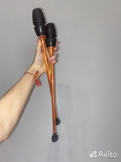 Булавы 45 бирюзовые в золотой обмотке