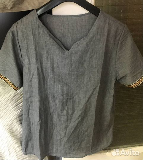 Льняная футболка С узором славянским