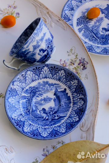 Антикварная чайная кофейная тройка трио Cauldon