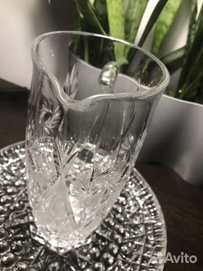 Поднос и Графин-кувшин.Хрусталь СССР,20в.Винтаж