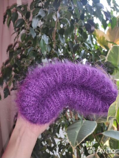 Мохеровая шапка такори с двойным отвортом