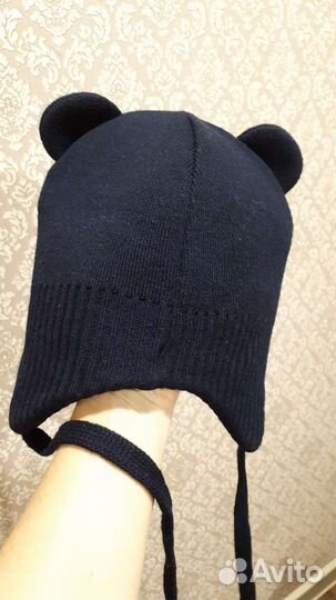 Шапка осень-зима для мальчика 48-50 плюс варежки