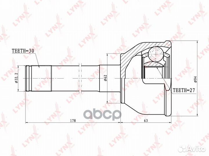 Шрус наружный перед прав/лев Toyota Land Cr
