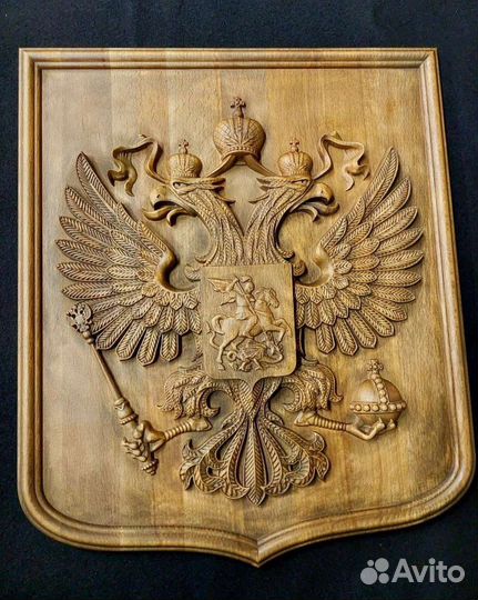 Герб россии из дерева