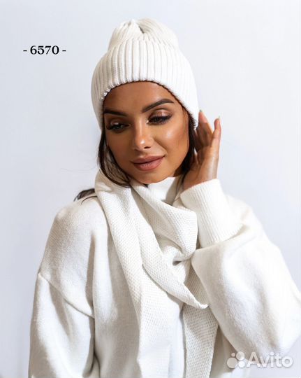 Шапка женская /шапка с шарфом/шапка осень