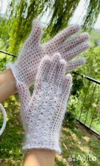 Перчатки ажурные пуховые женские Ручная работа