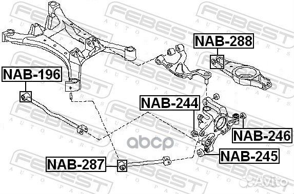 Сайлентблок продольной тяги зад прав лев Febest