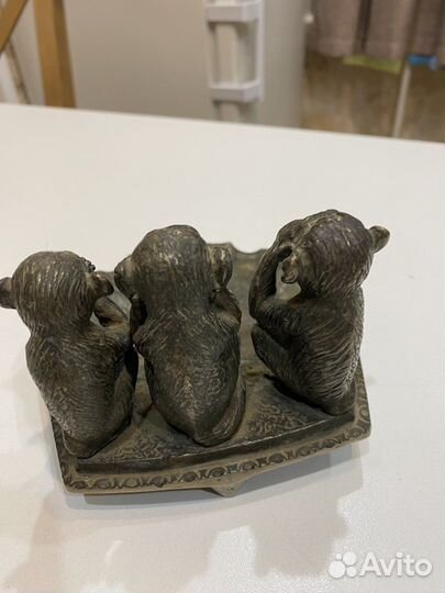Пепельница нимор бронза 3 обезьяны редкость
