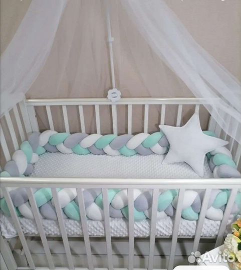 Бортики косичка на детскую кроватку