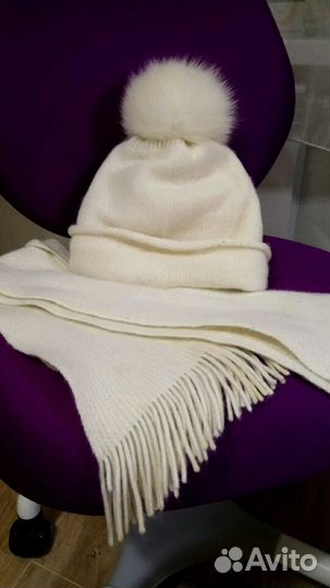 Теплая Шапка и шарф для девочки зима