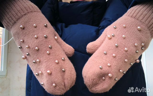 Варежки Reserved пыльный розовый тёплые