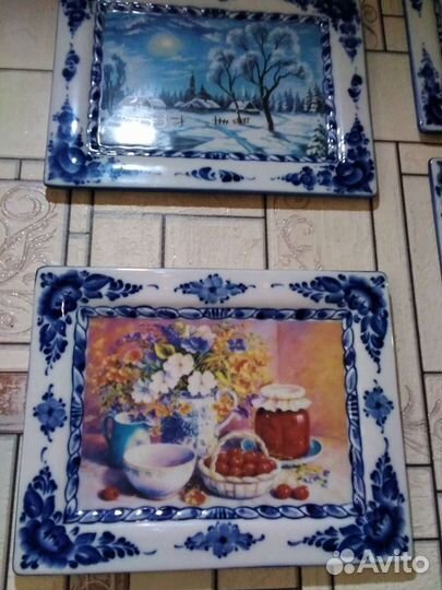 Фарфоровая картина гжель,панно,авторские