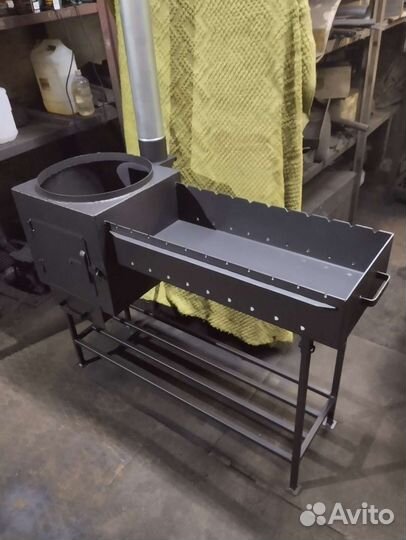 Мангал с печью для казана