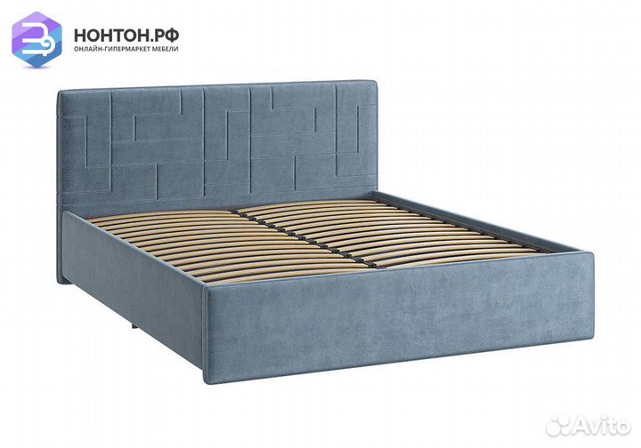 Кровать Лора 2 1.6 м светло-синяя