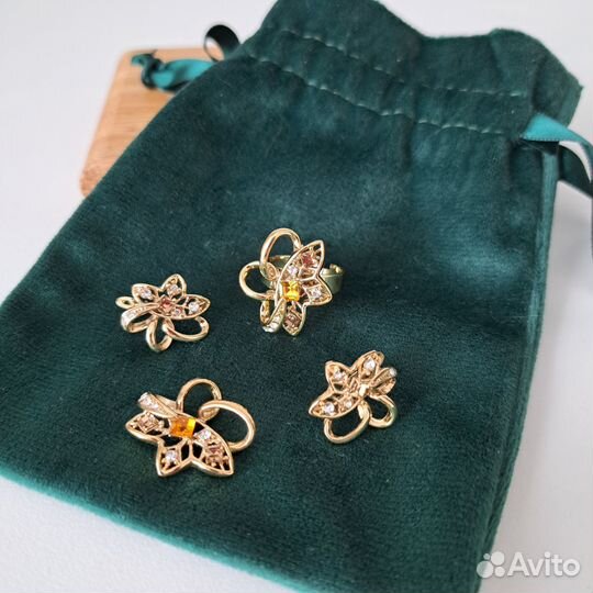 Новый комплект серьги/кольцо/подвеска бижутерия