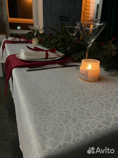 Скатерть новогодняя белая