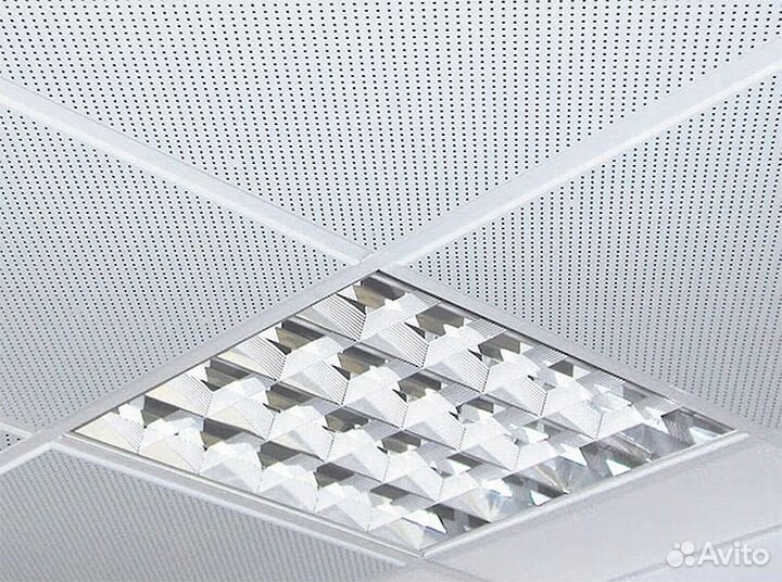 Панель алюм. 595х595 бел. с перфорац. к Армстронгу