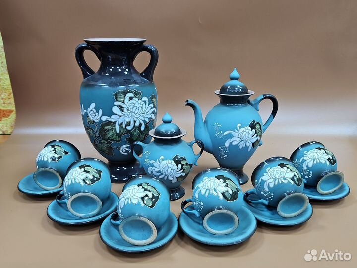 Чайный сервиз керамика. Майолика. Выс вазы 28,5см