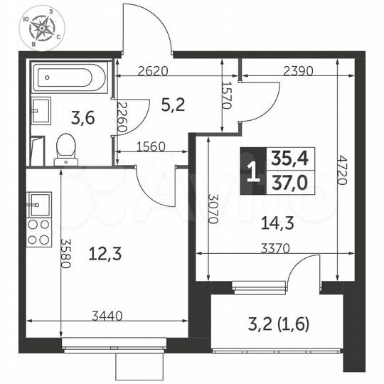 1-к. квартира, 37 м², 18/25 эт.