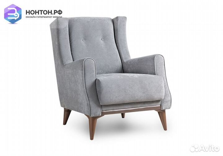 Кресло Плимут серое / коричневое