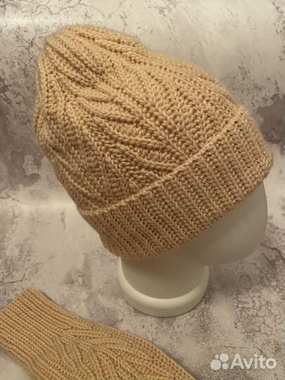 Шапка варежки вязаный комплект