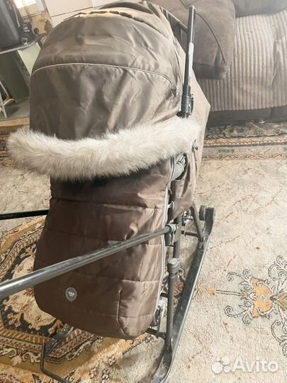 Детские санки коляска с колесами бу