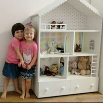 Кукольный домик Стеллаж с ящиками