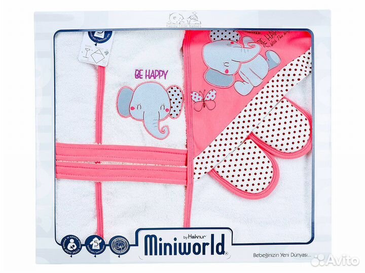 Халат и полотенце набор для новорожденного