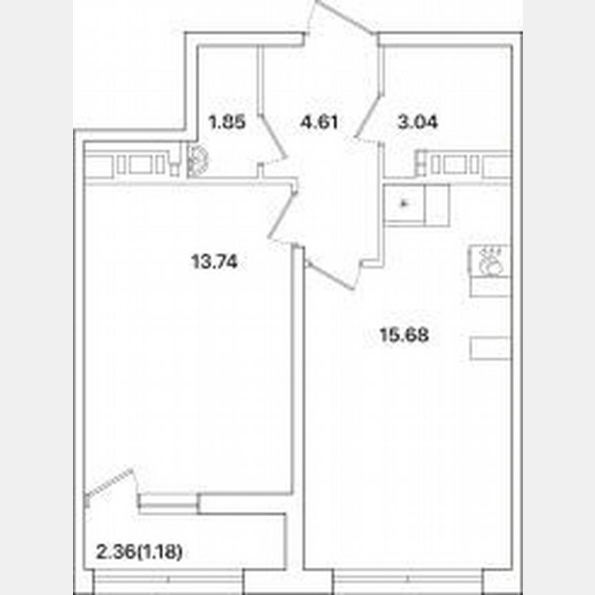 1-к. квартира, 40,1 м², 11/12 эт.