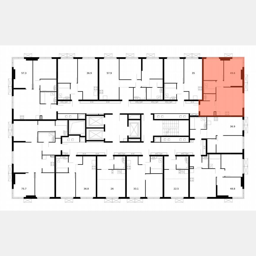 2-к. квартира, 49,6 м², 2/24 эт.