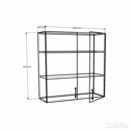 Шкаф навесной Амика-3o для кухни на заказ