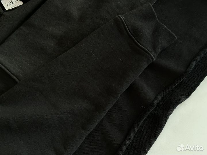 Толстовка худи Zara черная укороченная S