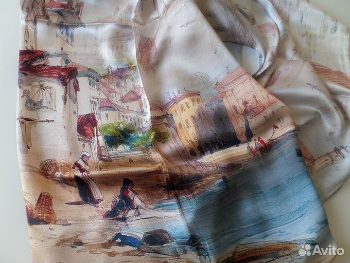 Шелковый шарф-палантин (новый) женский