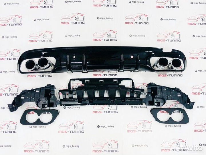 Диффузор + хром насадки w205 C43 AMG стиль 2019+