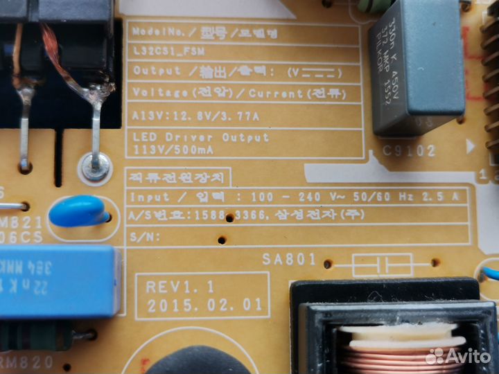 Блок питания samsung ue32j6500au bn44-00802a б/у