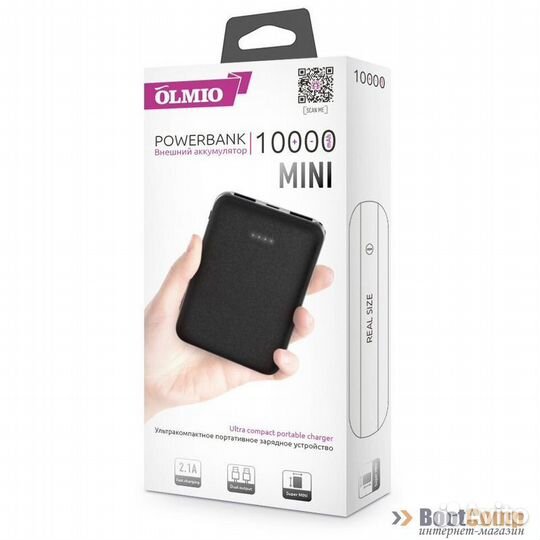 Портативная батарея olmio mini-10 10000mAh, черная