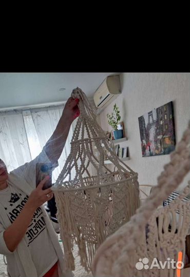 Люстра. Абажур. Светильник из макраме