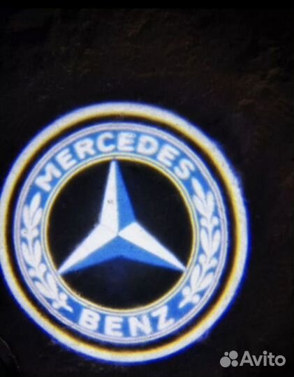 Проекция логотипа авто в двери 2 шт mercedes benz