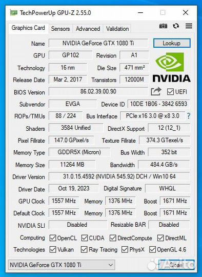 Видеокарта Gtx 1080Ti Evga
